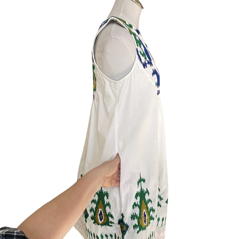 Anthropologie Vivienne Tunic White‎ Lined Dress Embroidered Detail Mini Medium - Picture 14 of 16